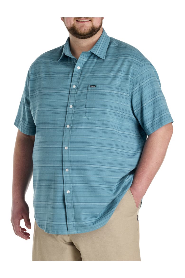 Big & Tall Seafaring Stripe Sport Shirt, Main, color, STROMY BLUE