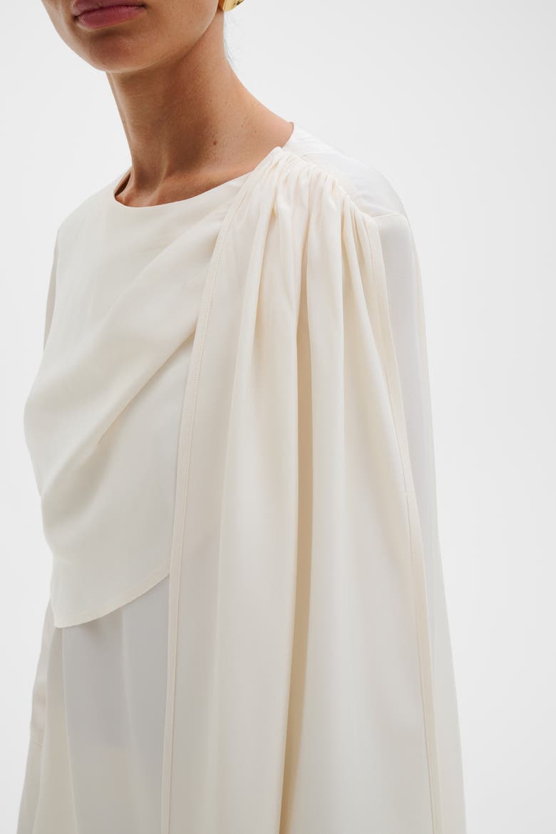 Melandy Draped Cape Blouse, Alternate, color, Vanilla