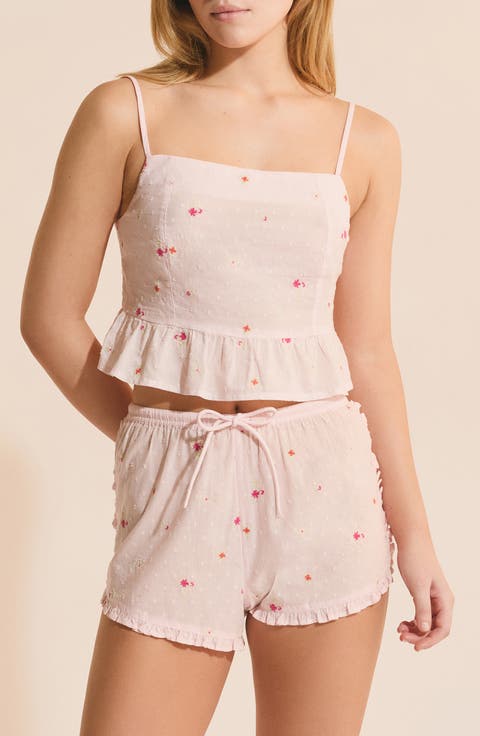Oria Swiss Dot Peplum Pajama Top