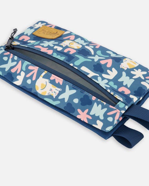 Deux Par Deux Double Pencil Case Cat In Green