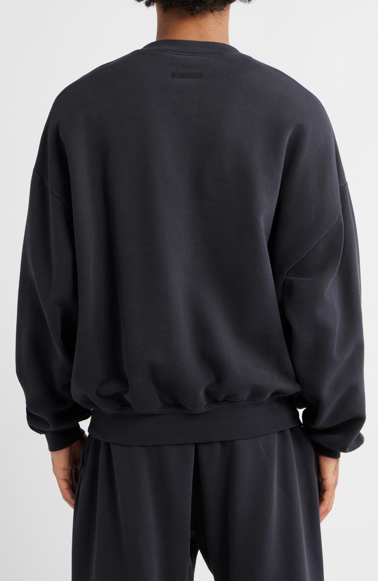 Fear of God Essentials Training '90s Fleece Crewneck Sweatshirt, Alternate, color, Faded Black
