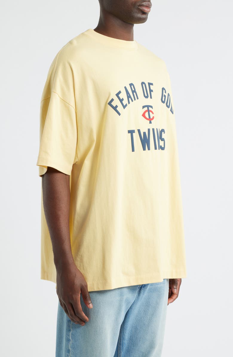 Fear of God Essentials MLB Twins '90s Fit Cotton Graphic T-Shirt, Alternate, color, Cream Yellow