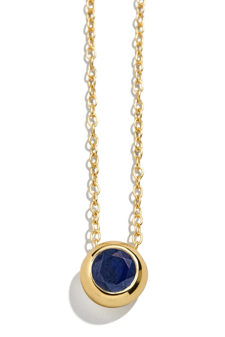 18k Gold Plated Birthstone Pendant Necklace, Main, color, SAPPHIRE