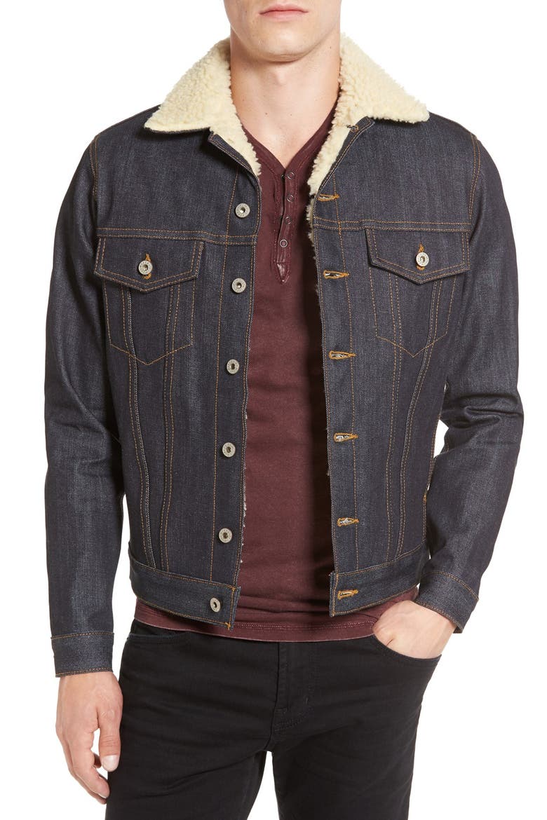 Fleece Lined Denim Jacket, Main, color, TWILL/ BEIGE