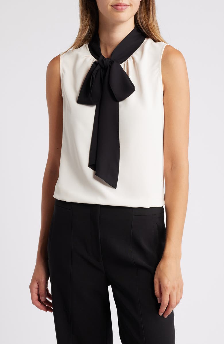 Anne Klein Sleeveless Bow Top, Main, color, 
