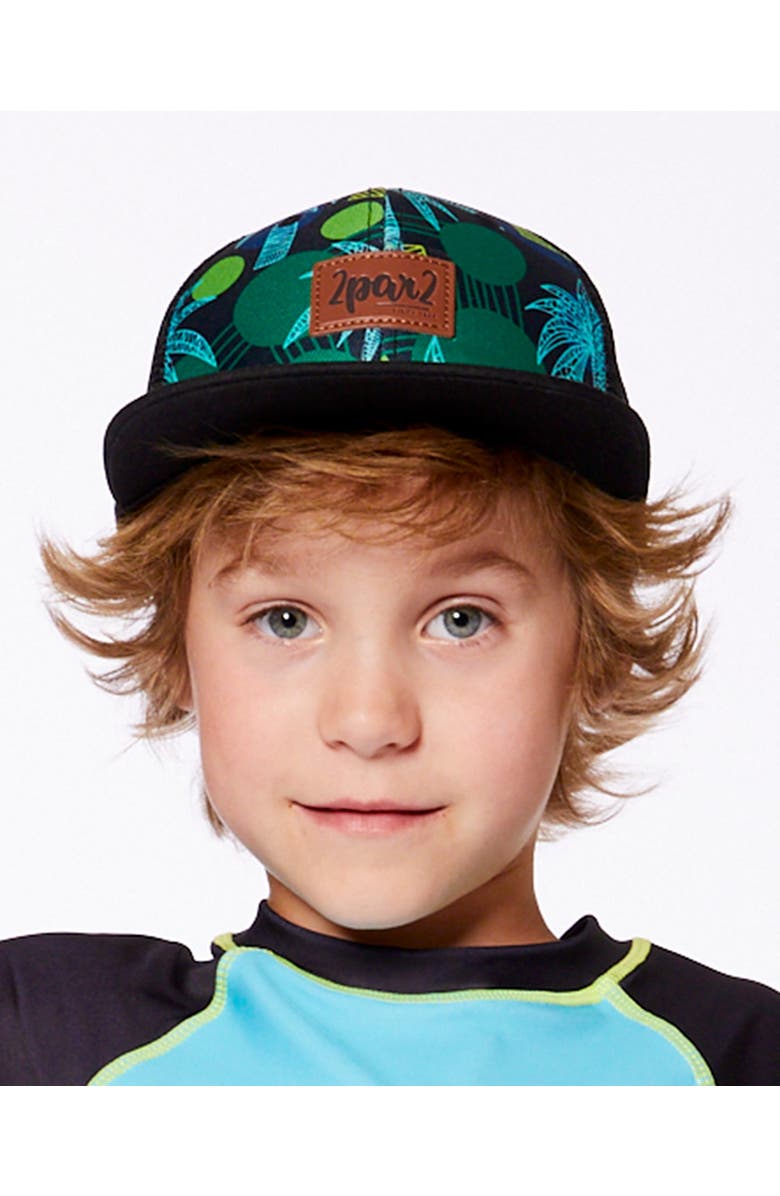 Deux par Deux Boy's Printed Cap Green Jungle On Black, Alternate, color,