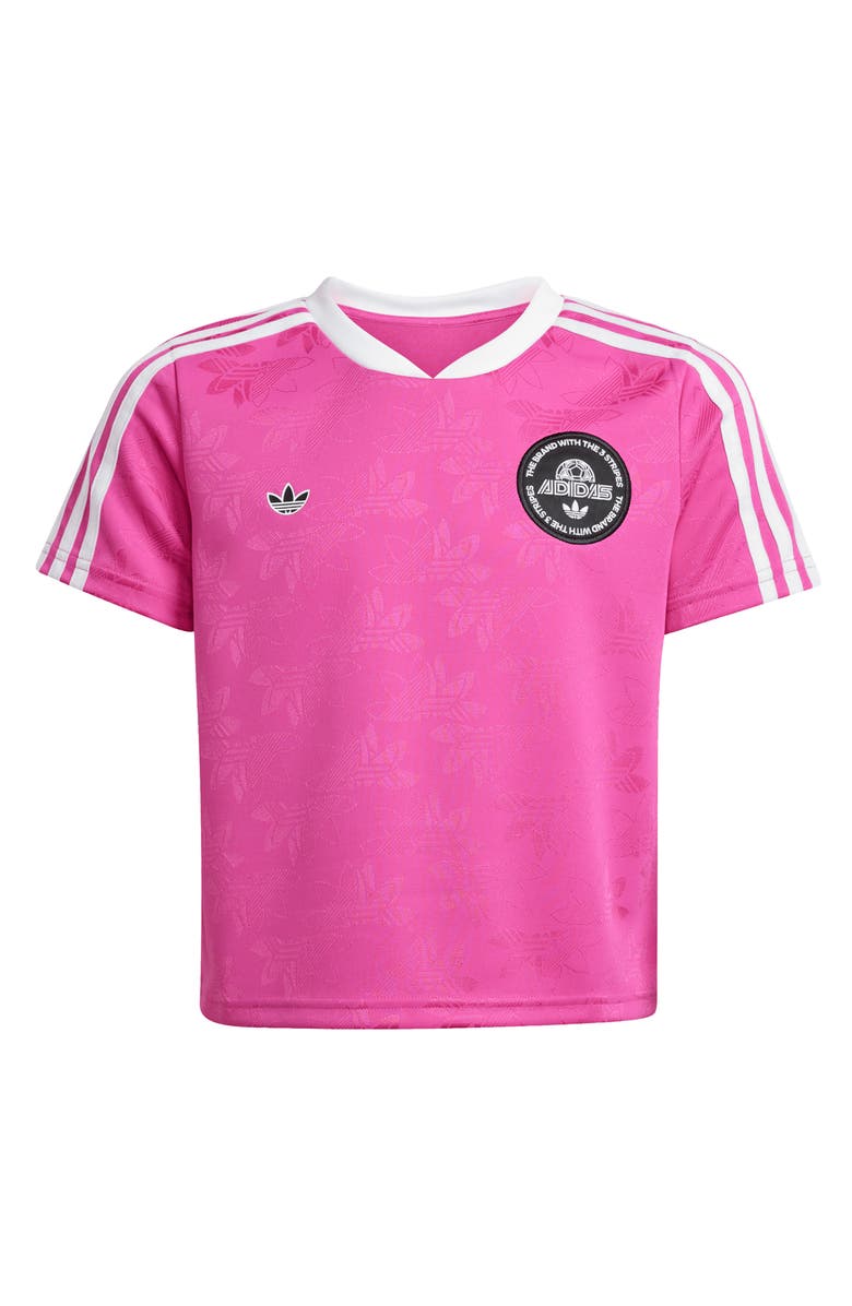 adidas Originals Kids' Contrast Binding Crop T-Shirt, Main, color, Semi Lucid Fuchsia