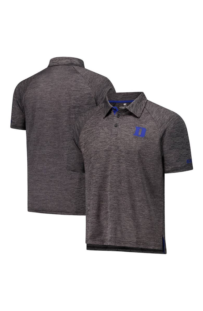 COLOSSEUM Men's Colosseum Heather Charcoal Duke Blue Devils Down Swing Raglan Team Polo, Alternate, color, Heather Charcoal