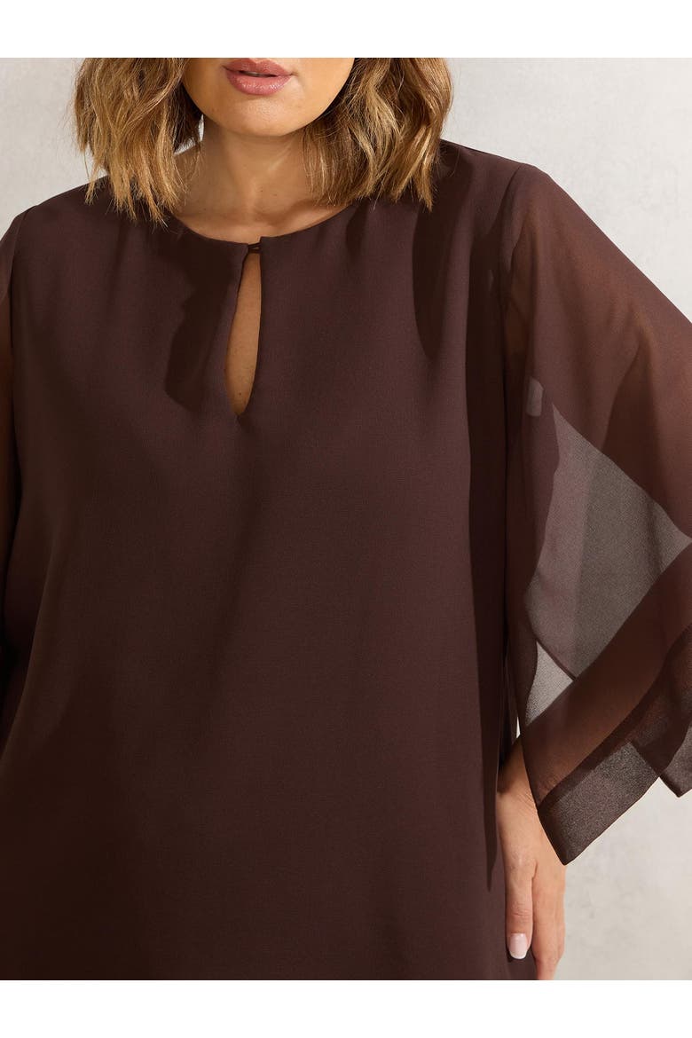 Keyhole Overlay Blouse, Alternate, color, Chocolate