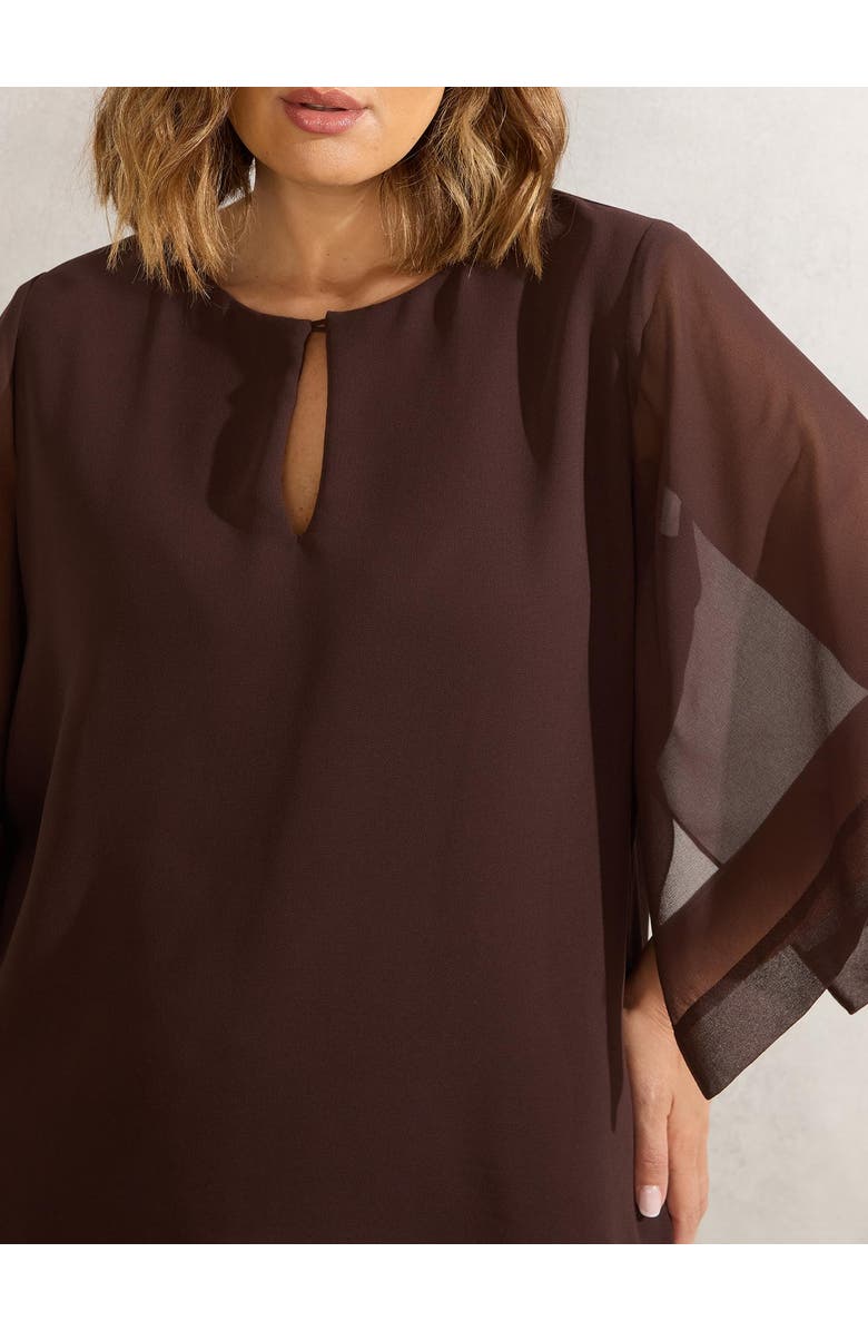 Live Unlimited Keyhole Overlay Blouse, Alternate, color, Chocolate