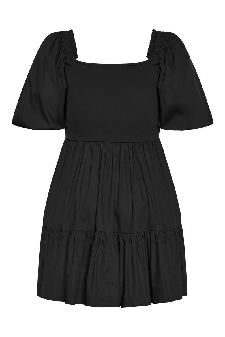 Poppie Mixed Media Minidress, Alternate, color, BLACK
