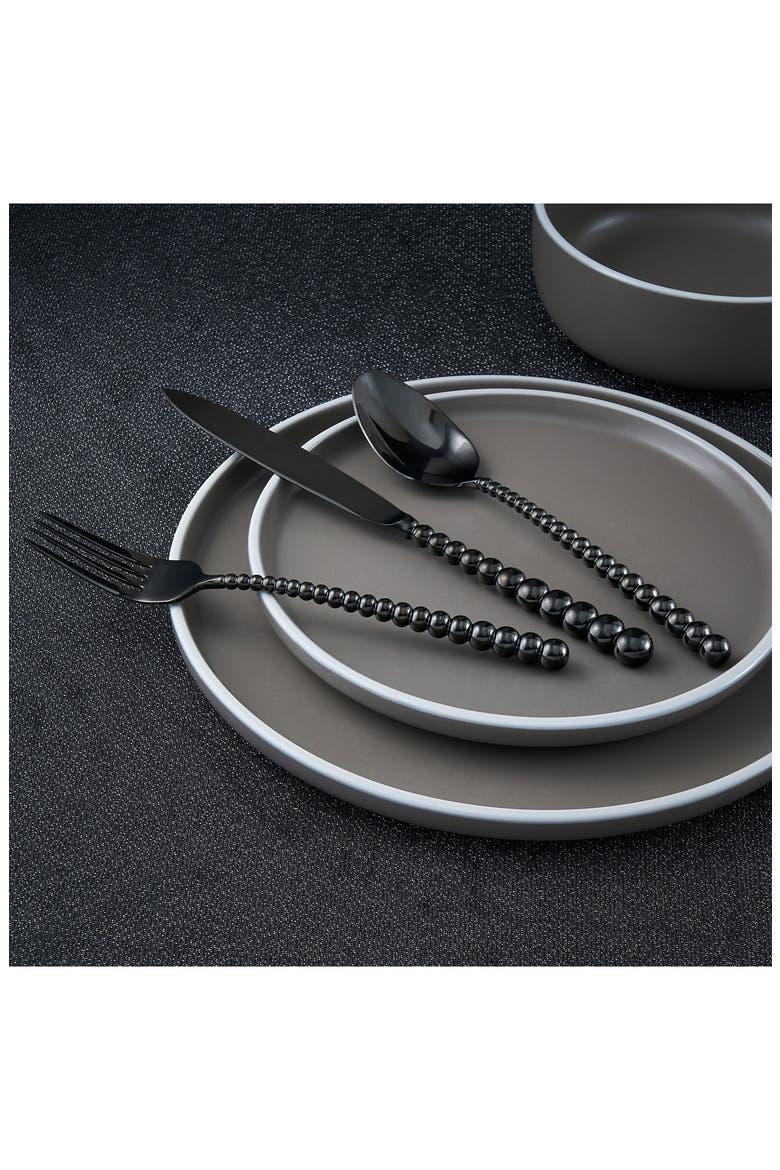 Rondure 20-Piece Flatware Set, Alternate, color, BLACK