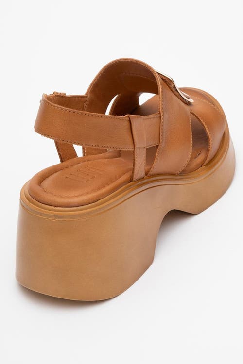 Forever & Always Shoes Lucia Leather Buckle Platform Sandal In Brown