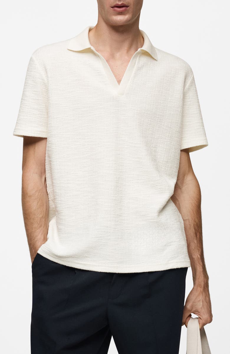 MANGO Textured Cotton Blend Polo, Main, color, 