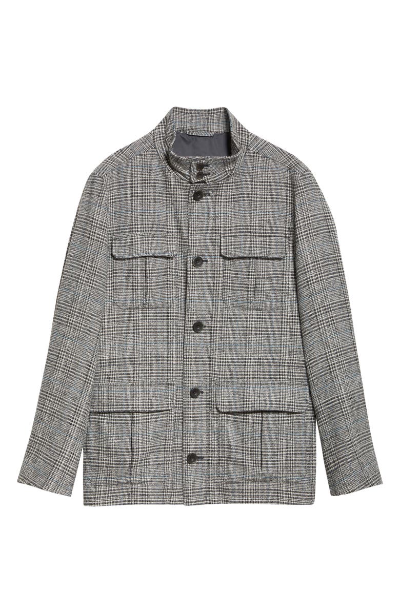 Herno Glen Plaid Wool Blend Field Jacket, Alternate, color, Pearl Grey