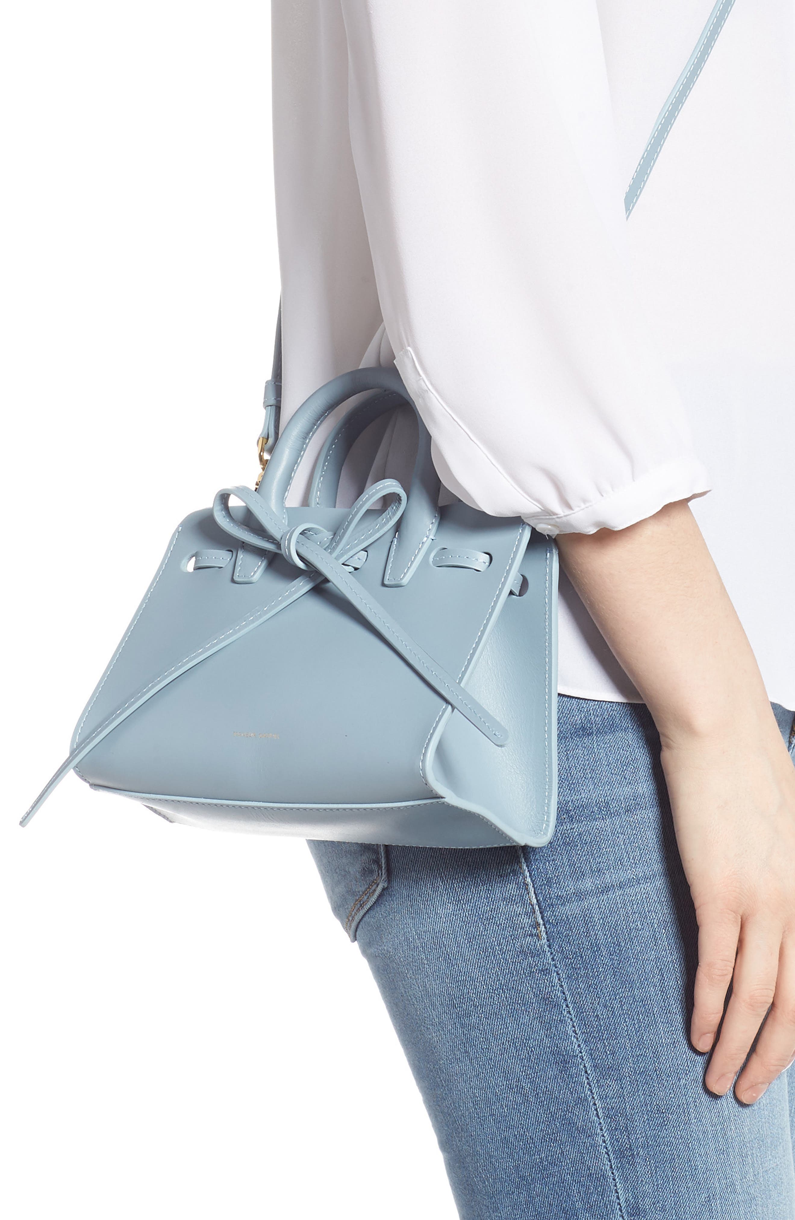 Mini Mini Sun Leather Bag, Alternate, color, GREY BLUE