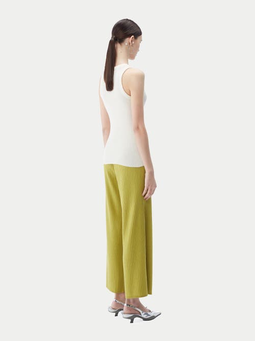 Gobi Mongolian Cashmere Rib-knit Silk Cashmere Blend Pants In Dark Citron