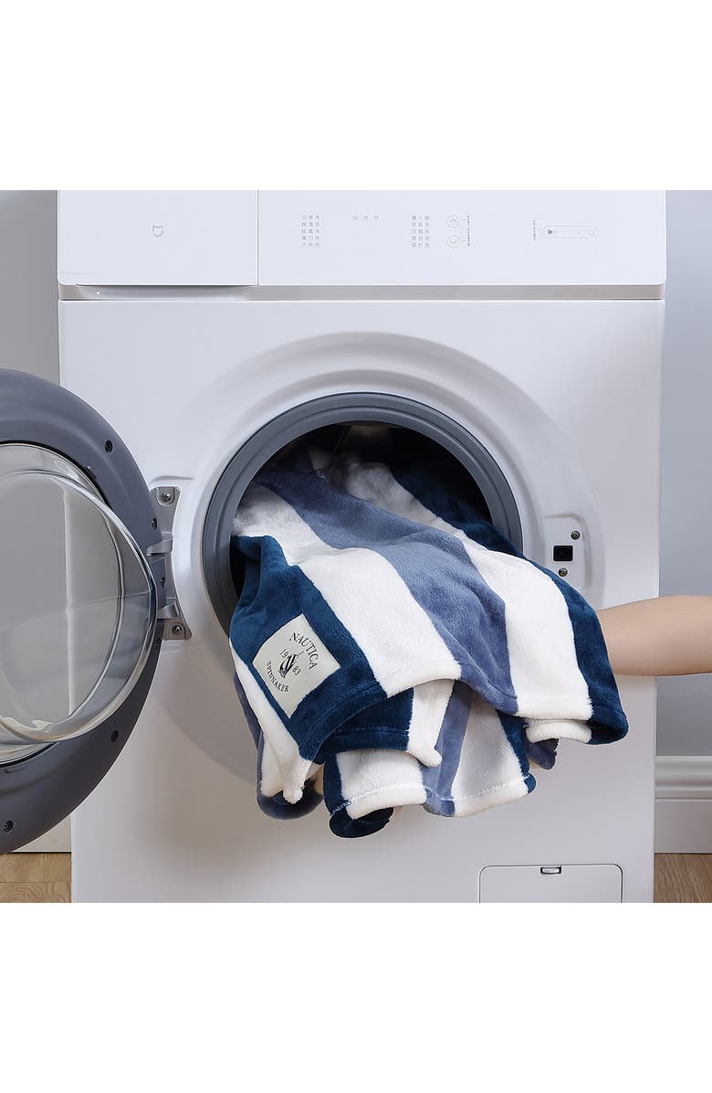 Nautica Awning Stripe Throw Blanket, Alternate, color, Blue