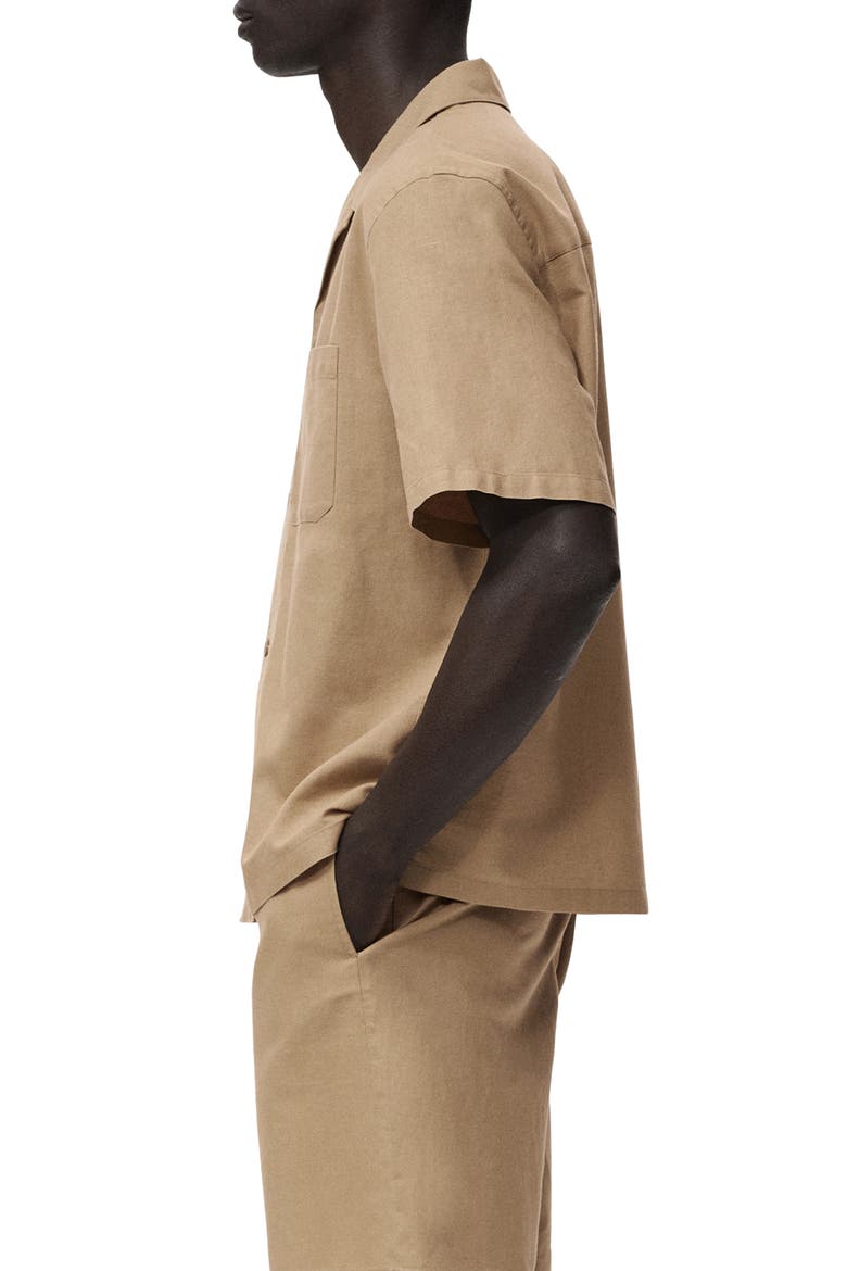 Oversize Cotton & Linen Camp Shirt, Alternate, color, BEIGE