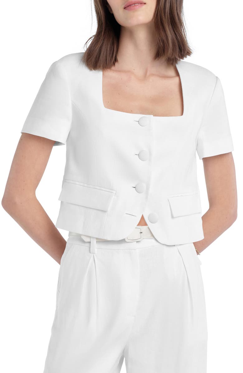 Favorite Daughter The Mayfair Linen Blend Top, Main, color, White