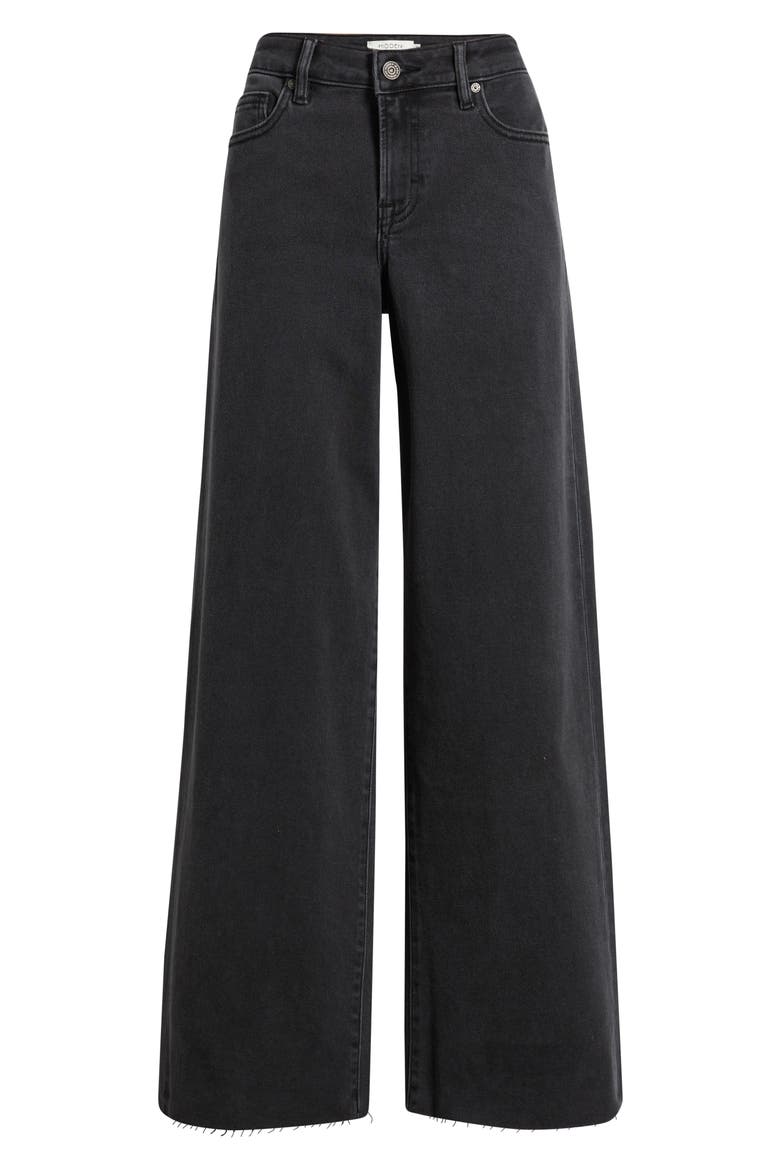 Raw Hem High Waist Wide Leg Jeans, Alternate, color, CHARCOAL
