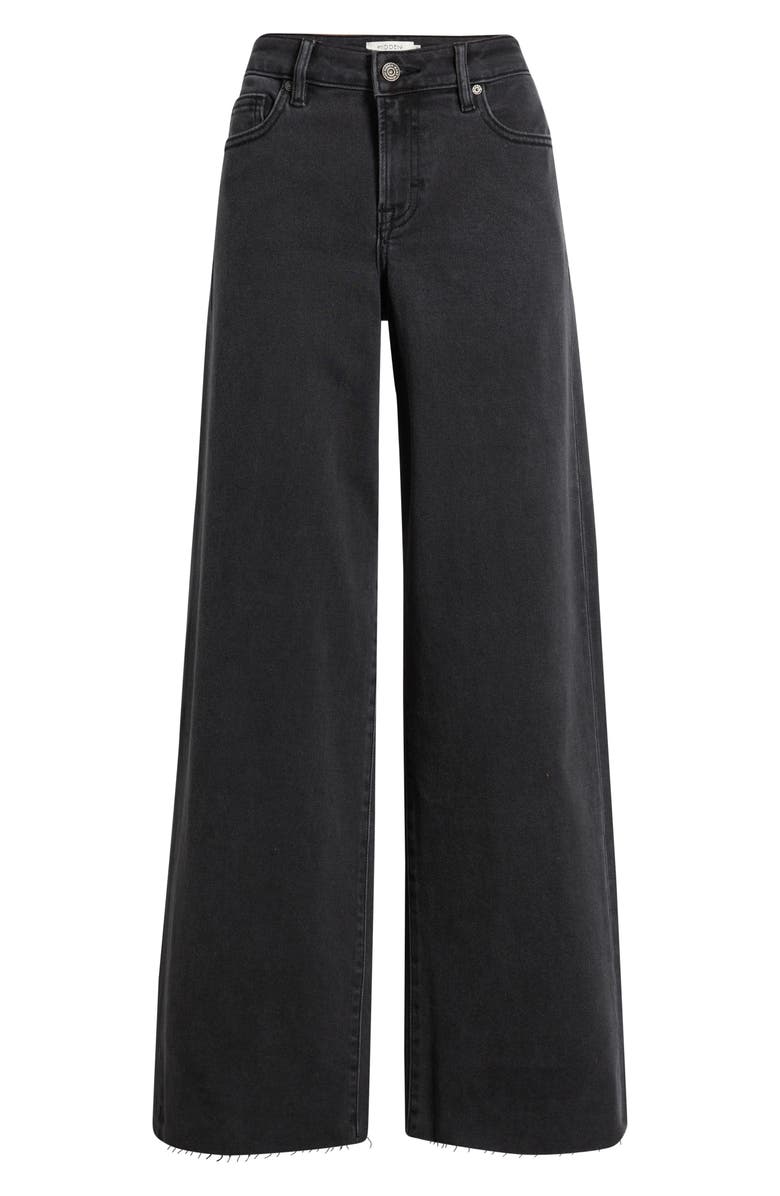HIDDEN JEANS Raw Hem High Waist Wide Leg Jeans, Alternate, color, Charcoal
