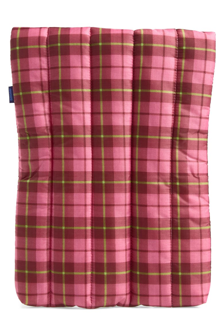 Puffy 13/14" Laptop Sleeve, Alternate, color, AZALEA PINK TARTAN