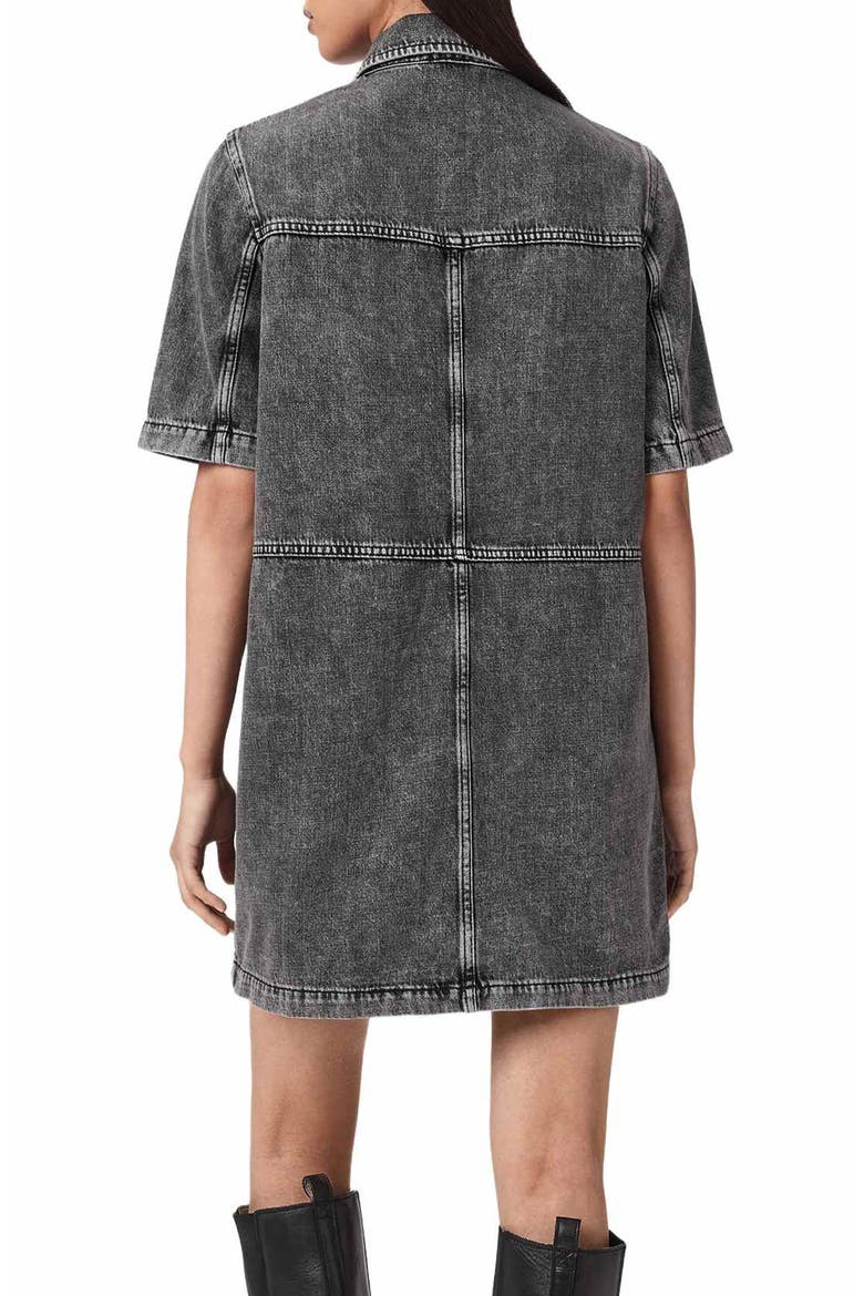 Rock Short Sleeve Denim Shirtdress, Alternate, color, WASHED GREY