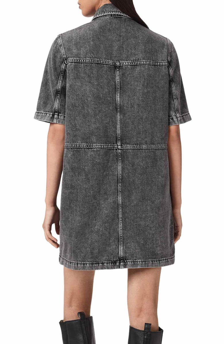 AllSaints Rock Short Sleeve Denim Shirtdress, Alternate, color, Washed Grey