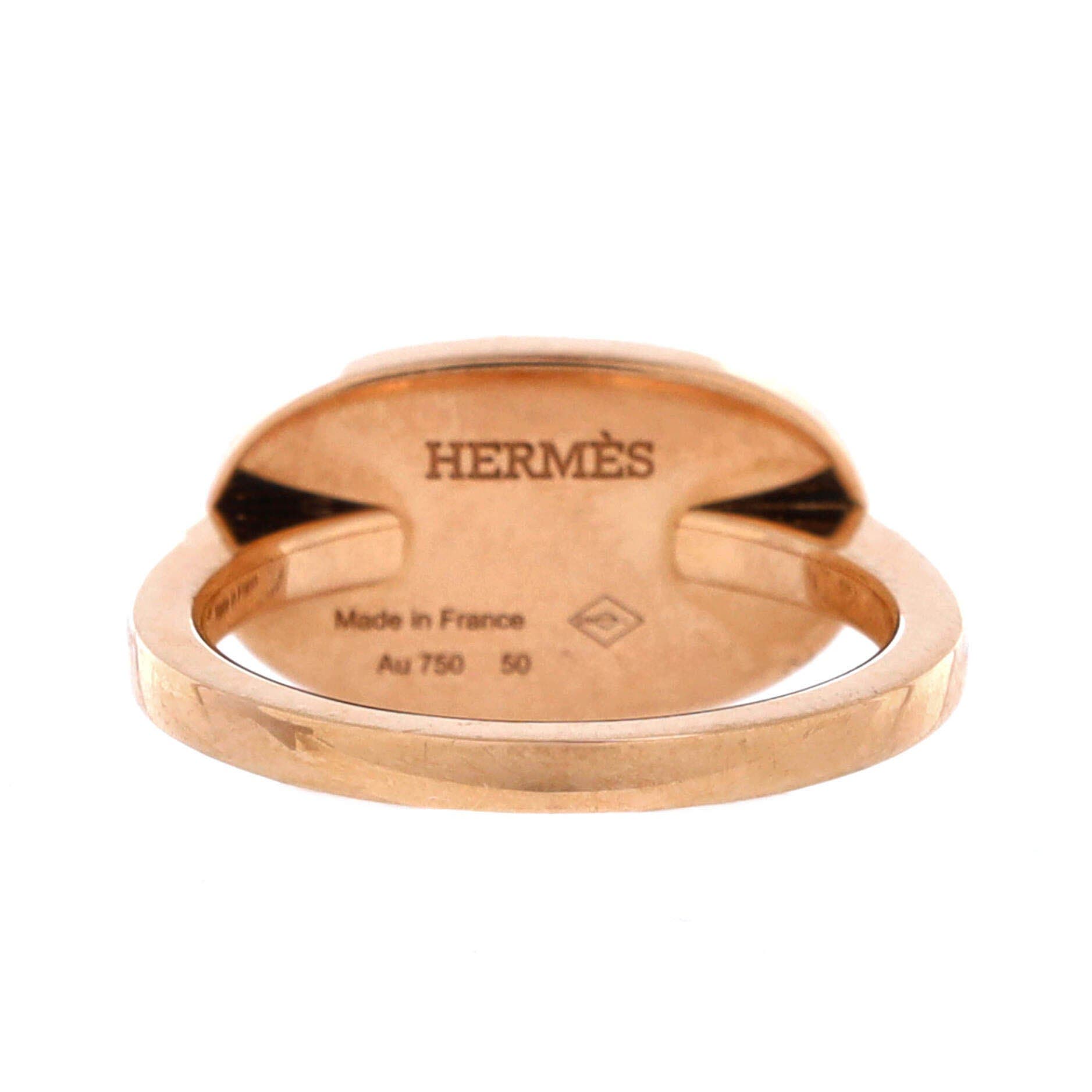 Chaine d'Ancre Verso Ring 18K Rose Gold with Ceramic Small, Alternate, color, Metallic Gold