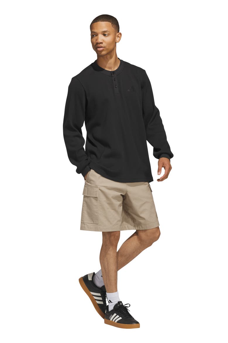 Long Sleeve Waffle Knit Henley, Alternate, color, BLACK