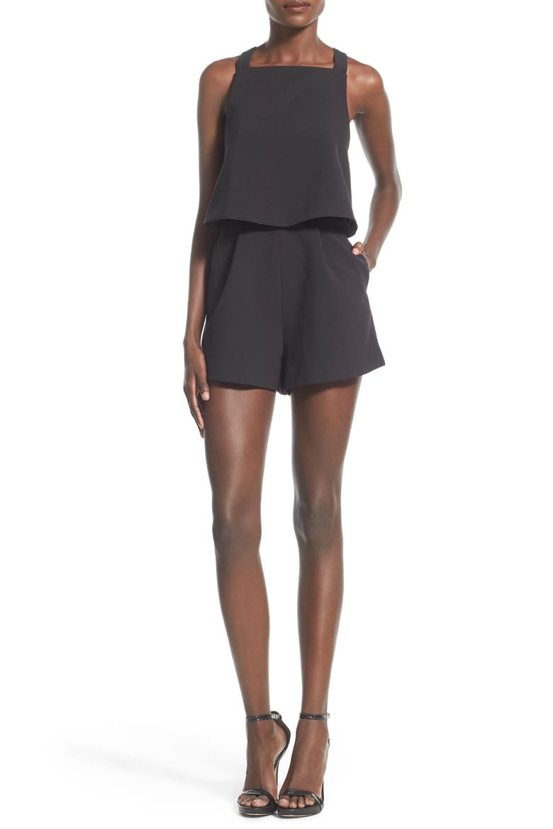 'Learnt From You' Romper, Main, color, BLACK