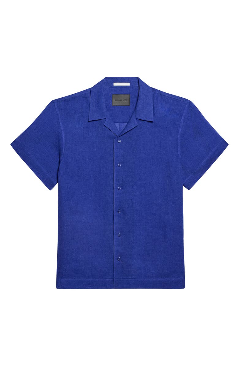 Helmut Lang Relaxed Linen Camp Shirt, Alternate, color, Cobalt
