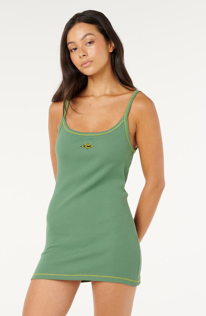 Rip Curl Sleeveless Rib Sundress, Alternate, color, Dark Green