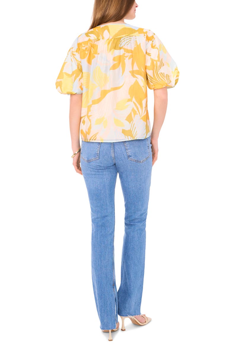 Floral Puff Sleeve Top, Alternate, color, AIRY BLUE YELLOW