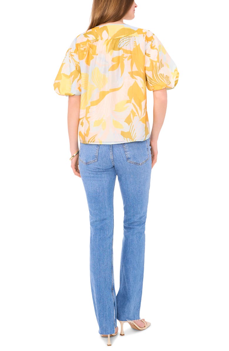 Vince Camuto Floral Puff Sleeve Top, Alternate, color, Airy Blue Yellow