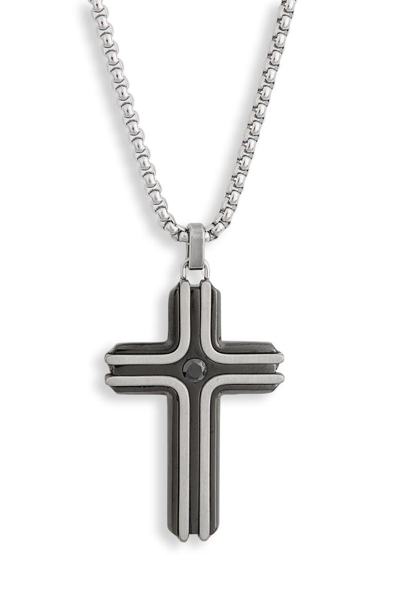 AMERICAN EXCHANGE Men's Cross Pendant Necklace, Alternate, color, Silver/ Gun