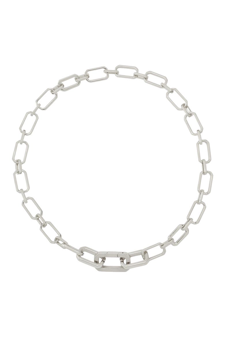 Geometric Chain Link Necklace, Main, color, RHODIUM