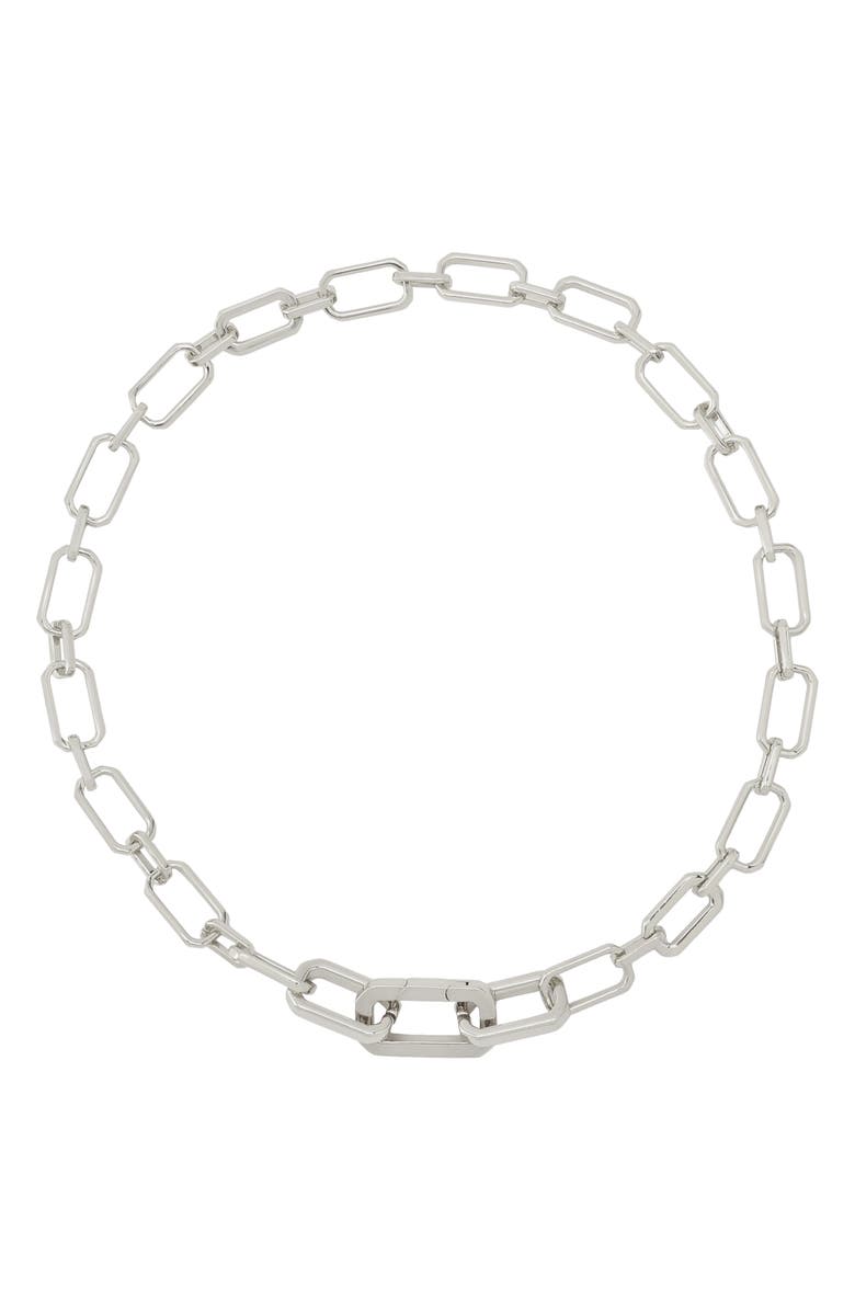 AllSaints Geometric Chain Link Necklace, Main, color, Rhodium