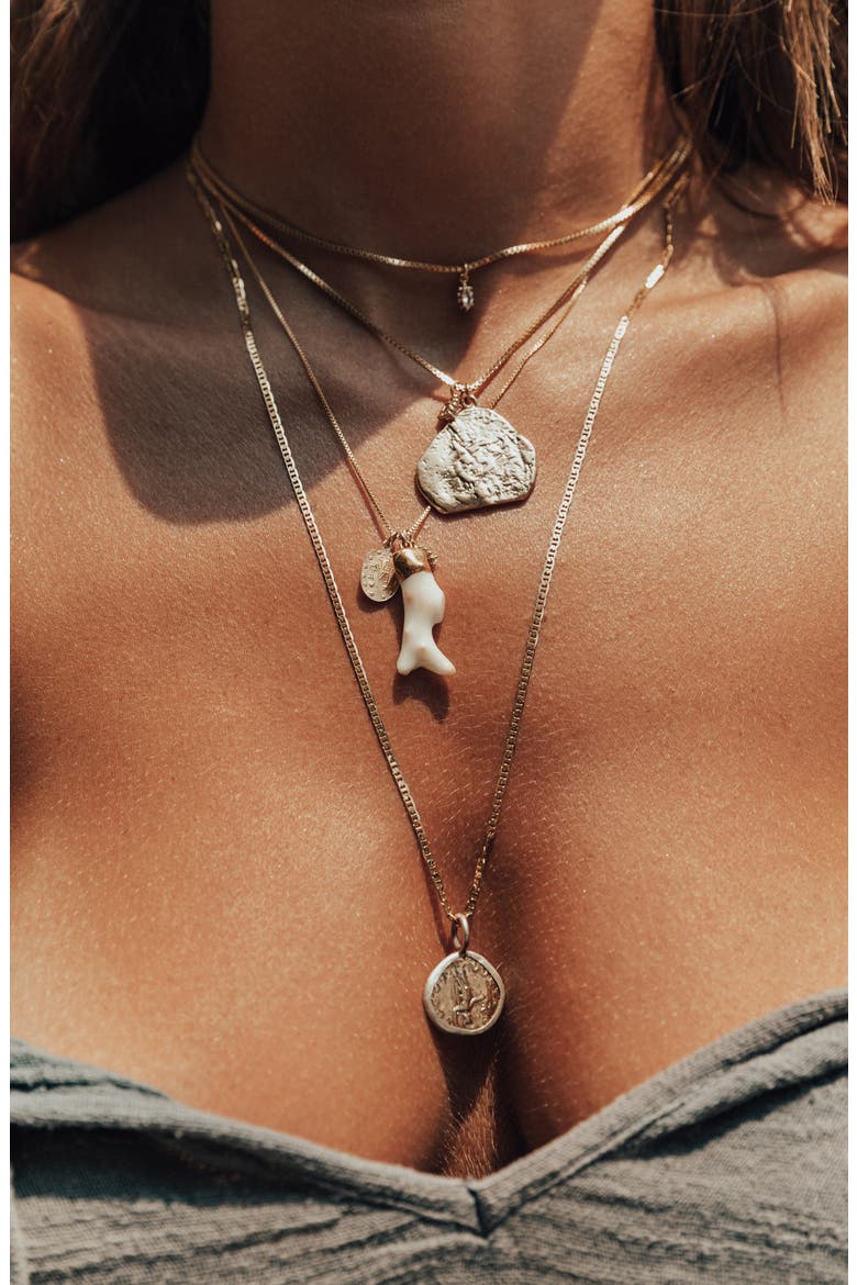 Caeser Coin Pendant Necklace, Alternate, color, 18K GOLD FILLED