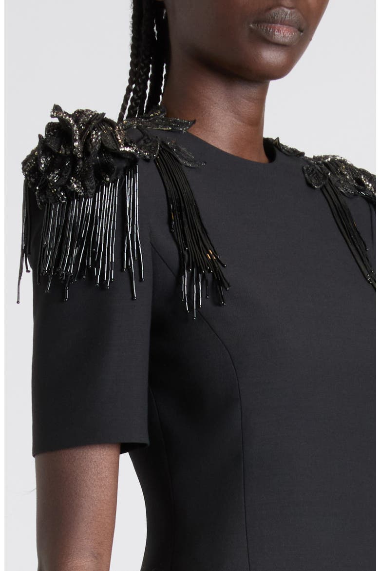 Embellished Crepe Couture Minidress, Alternate, color, BLACK