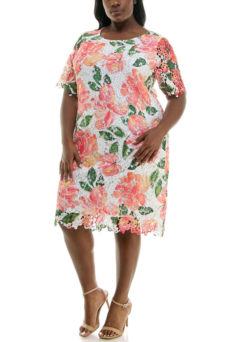 Elbow Sleeve Lace Dress, Alternate, color, MANGO MULTI