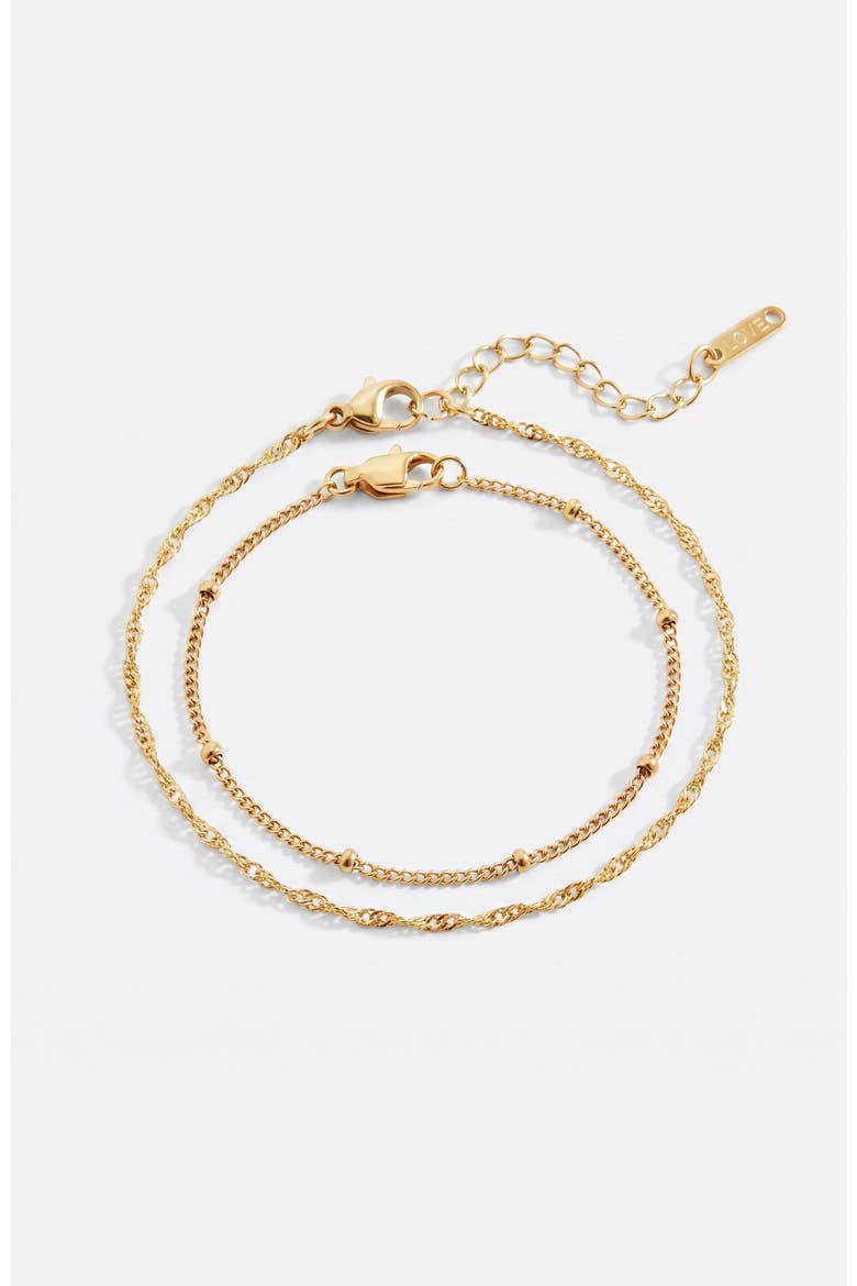 Singapore Twist and Satellite Chain Bracelet Bundle, Main, color, Gold