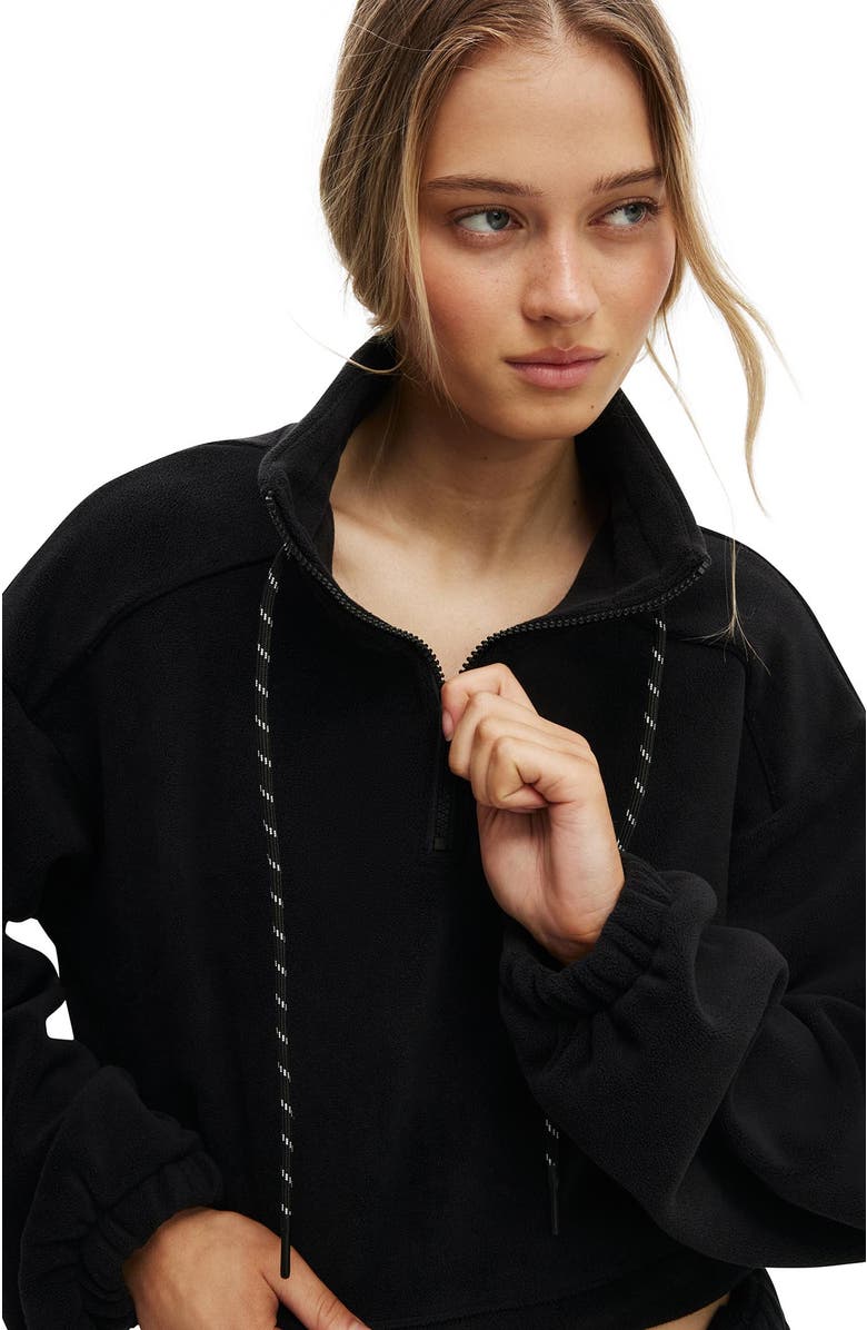 COTTON ON BODY Women's Active Explorer Polar Fleece Half Zip Jumper, Alternate, color, Black