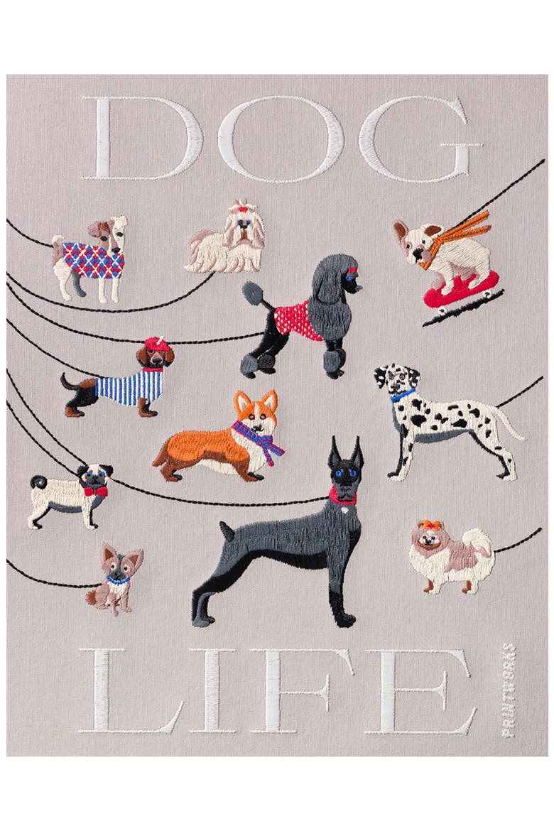 Dogs Embroidered Photo Album, Alternate, color, BEIGE MULTI