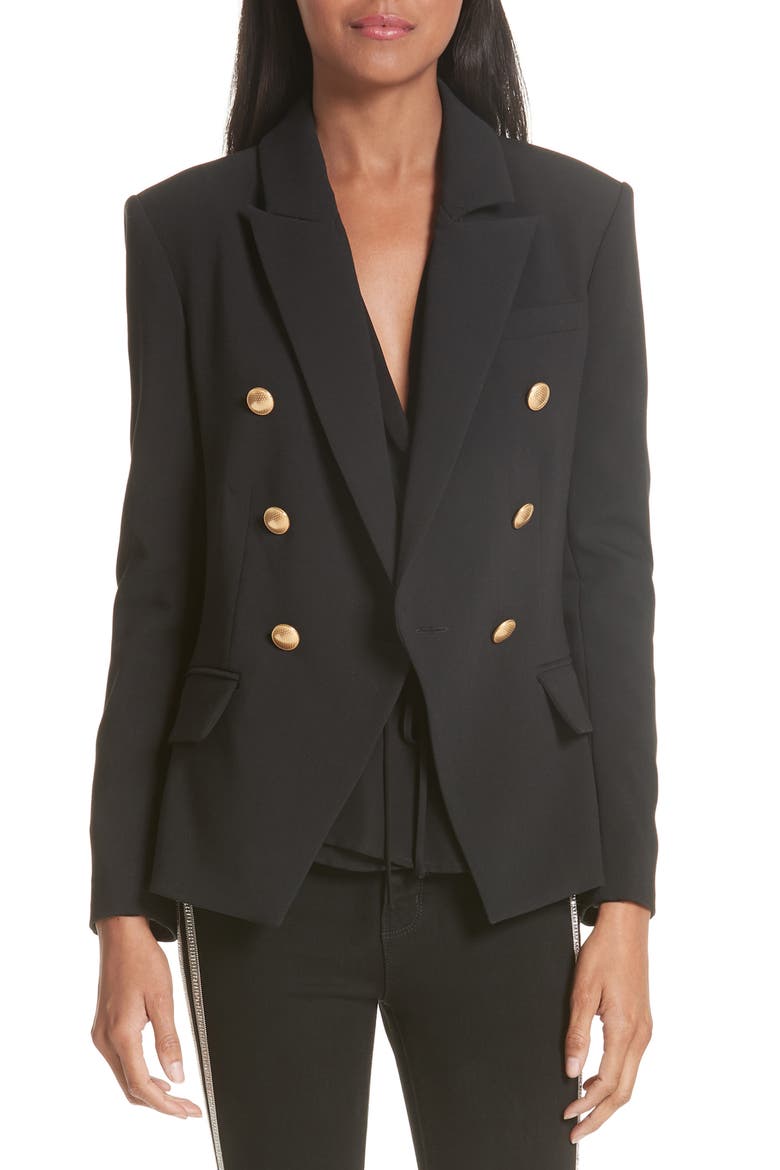Kenzie Double Breasted Blazer, Main, color, BLACK