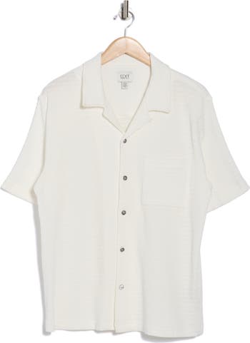 Cotton Blend Seersucker Camp Shirt