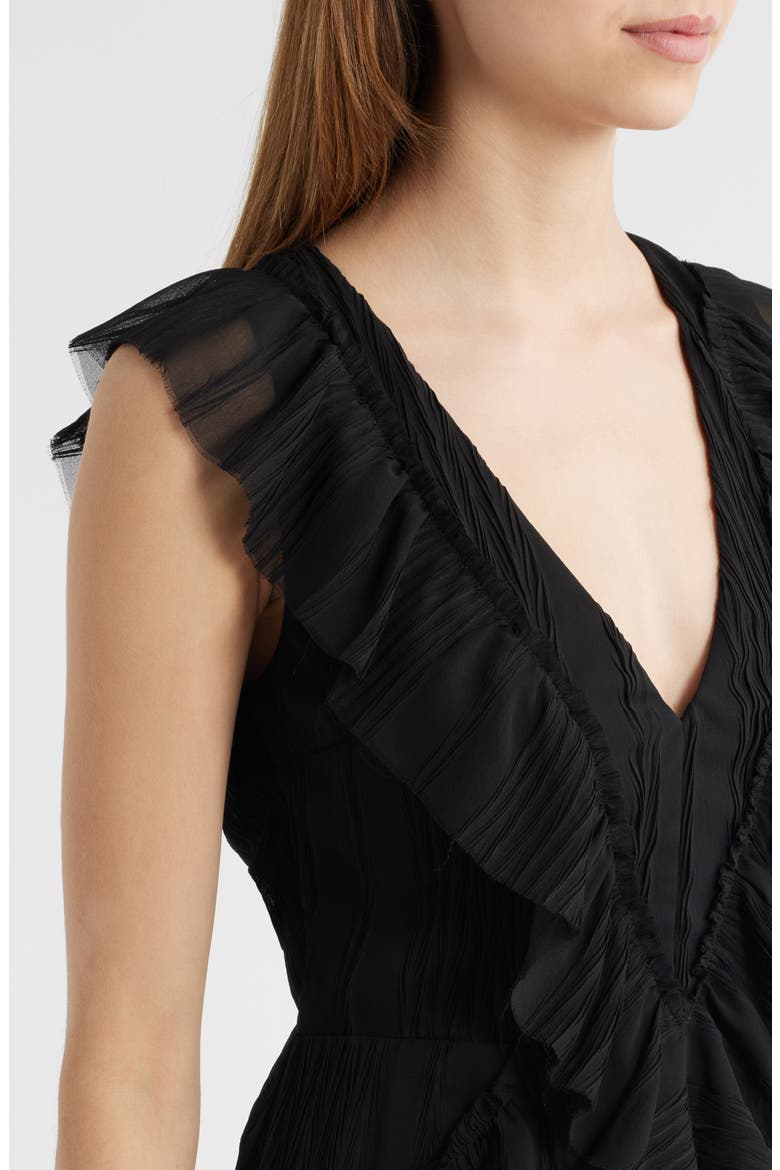 Nova Pleated Tiered Minidress, Alternate, color, BLACK
