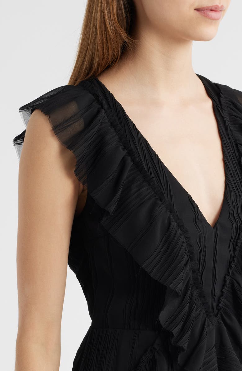 Lulus Nova Pleated Tiered Minidress, Alternate, color, Black