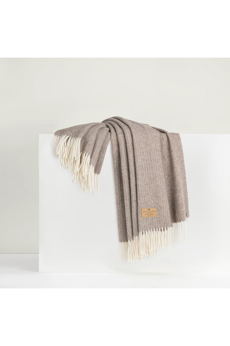 Pinstripe Cashmere Throw, Main, color, Taupe